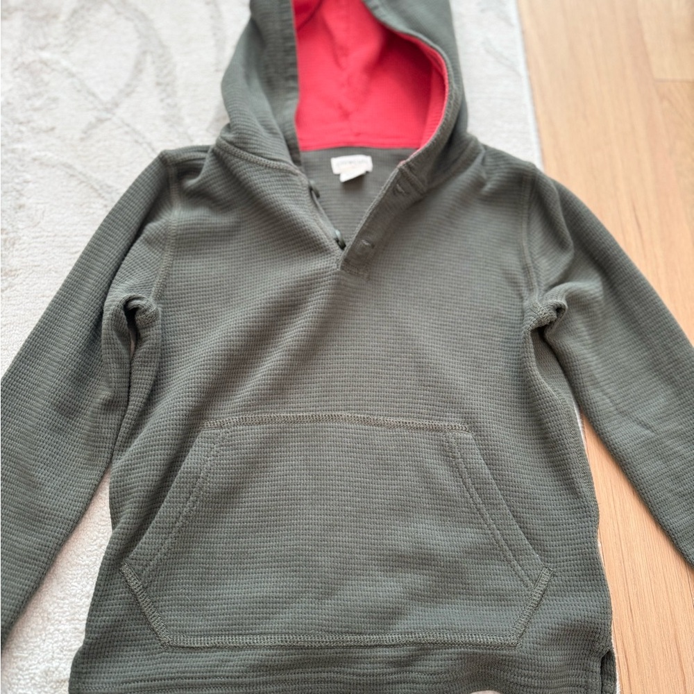 Crewcuts boys waffle hoodie olive green